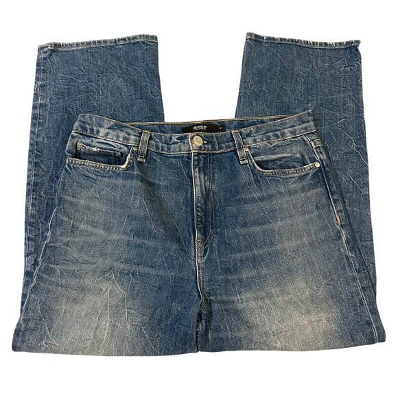 Hudson Los Angeles, Dark Blue, Cracked Detailed, Boot Cut/Wide Leg Jeans- 31 - Picture 1 of 9